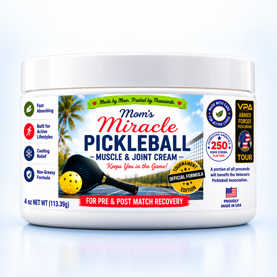 Mom’s Miracle Pickleball Muscle & Joint Cream Net Weight 4oz (113g)